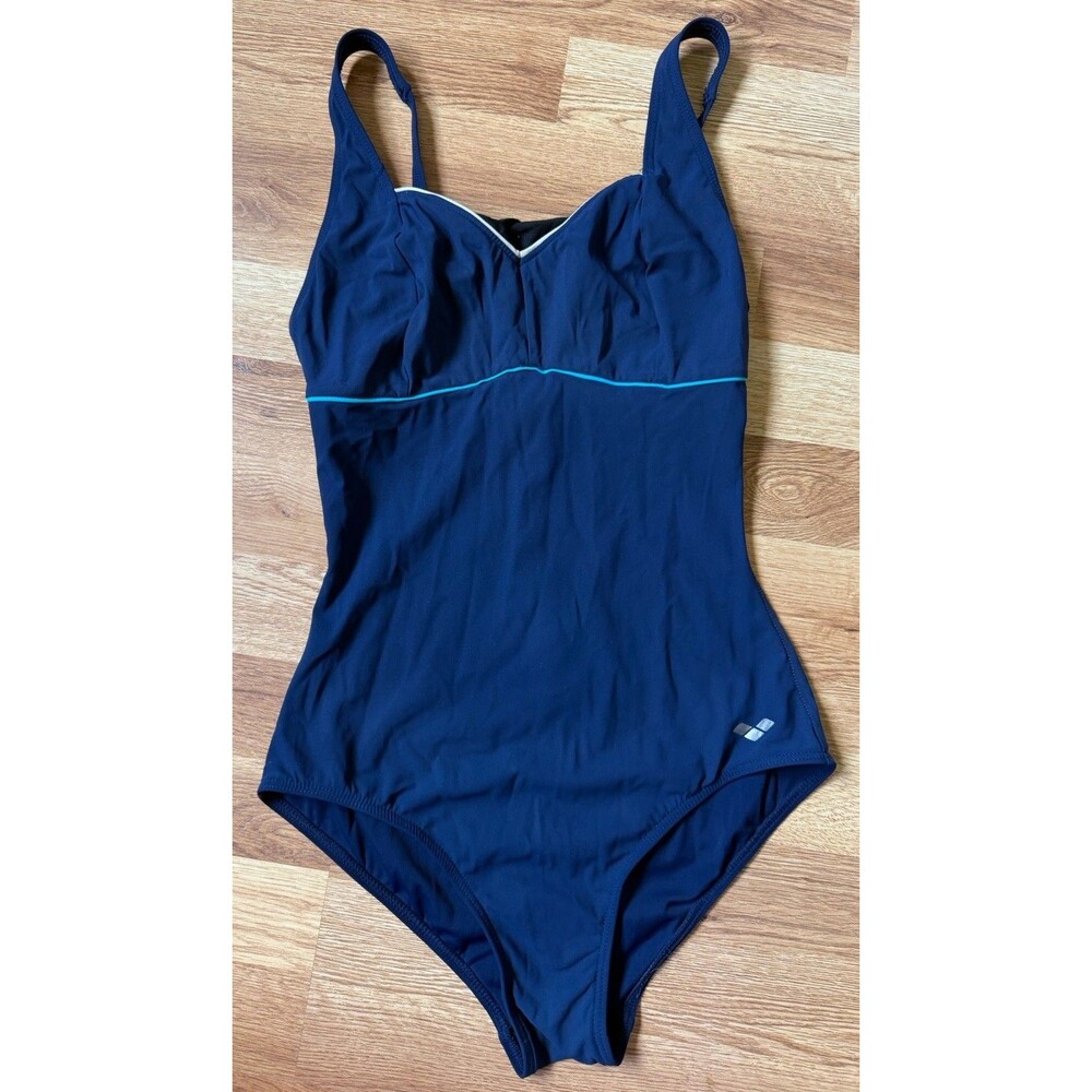 Arena One Piece Swimsuit Women Navy Blue Athletic Training Swim Size M Est